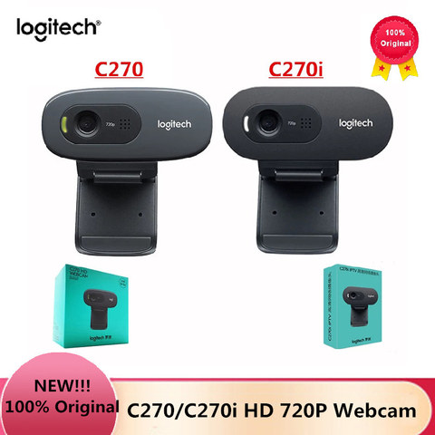 Оригинальная веб-камера Logitech C270/C270i HD Video 720P, встроенный микрофон USB2.0, Компьютерная камера USB 2,0 для ПК, ноутбуков, видеозвонков ► Фото 1/6