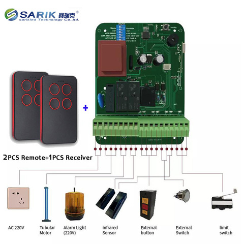 Беспроводной открытия двери гаража контроллер переключателя штарки завальцовки трубчатый моторный контроллер 433 МГц RF приемник передатчик ► Фото 1/6