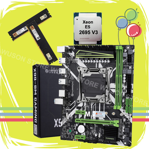 HUANANZHI X99 LGA2011-3 материнская плата комплект новая X99 материнская плата с M.2 NVMe слотом CPU Xeon E5 2695 V3 RAM 32G (2*16G) 2400 DDR4 ► Фото 1/6