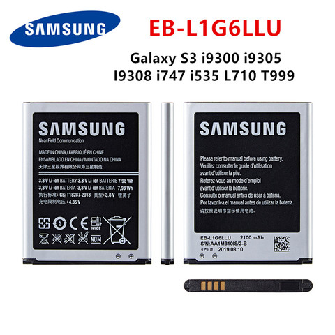 SAMSUNG оригинальная EB-L1G6LLU 2100 мА/ч, батарея для Samsung Galaxy S3 i9300 i9305 I9308 i747 i535 L710 T999 батареи с закрытым носком ► Фото 1/4