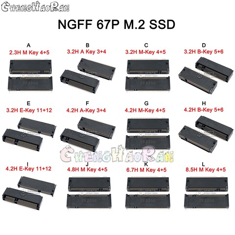 2 шт. M.2 разъем 67P A E M ключ NGFF разъем интерфейса SSD гнездо H = 3,2/4,2/4,8/6,7/8,5 M.2 слота SSD NGFF розетка Горячая Новинка ► Фото 1/6