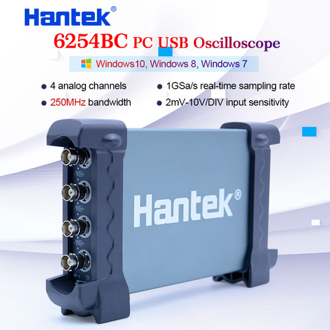 Hantek 6254BC PC USB осциллограф 4 канала 250 МГц 1GSa/s функция записи и воспроизведения сигналов портативный Osciloscopio ► Фото 1/6