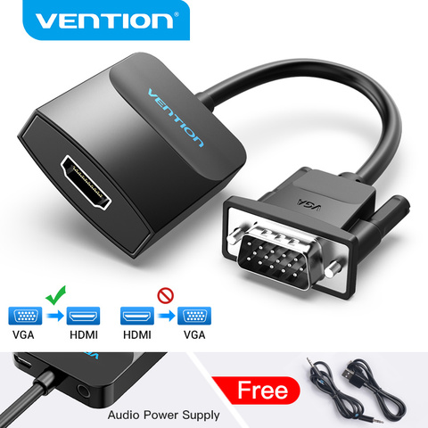 Vention преобразователь из vga в hdmi 1080P папа-мама с аудио VGA HDMI Цифровой Аналоговый адаптер для ноутбука HDTV проектор HDMI VGA ► Фото 1/6