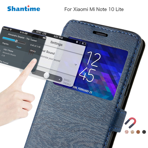 Чехол для телефона из ПУ кожи для Xiaomi Mi Note 10 Lite, чехол-книжка для Xiaomi Mi Note 10 Lite, чехол с окошком для просмотра, мягкий силиконовый чехол-накладк... ► Фото 1/6