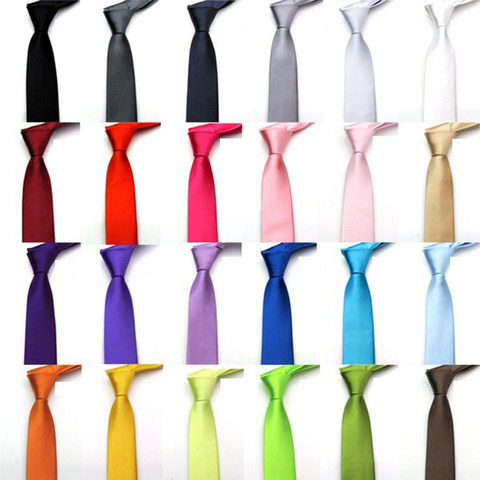 Обтягивающие галстуки-бабочки из полиэстера для мужчин, классический однотонный галстук, Свадебный костюм, тонкий галстук, повседневный галстук, яркие цвета, 71*6 см, 1 шт. галстук ► Фото 1/6