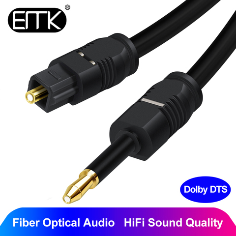 EMK Mini 3,5 мм оптический кабель для SPDIF Toslink, аудиокабель, 1 м, 2 м, 5 м, 8 м, 10 м, плетеная куртка, усилитель Xbox 360, 3,5 мини оптический кабель ► Фото 1/6