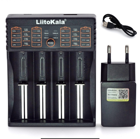 Умное устройство для зарядки никель-металлогидридных аккумуляторов от компании Liitokala: Lii402/Lii-202/Lii-100/1,2 V/1,5 V/3,7 V 18650/26650/18350/16340/18500/зарядное устройство для никель-кадмиевых или никель-металл-AAA никель-металл-гидридного литиев ► Фото 1/6