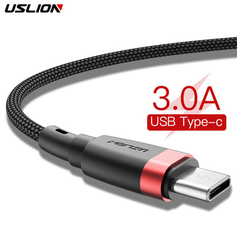 Usb-кабель USLION Type-C для Samsung S10 S9 S8 3A, кабель для быстрой зарядки телефона Type-C, кабель USB C для Xiaomi mi9 Redmi note 7 ► Фото 1/6