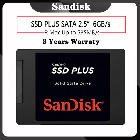 Sandisk HDD SSD PLUS 120 GB 240 GB 480 GB 535MBS Внутренний твердотельный диск SATA 3,0 (6 ГБ/сек.) для настольного ПК ноутбука ► Фото 1/6