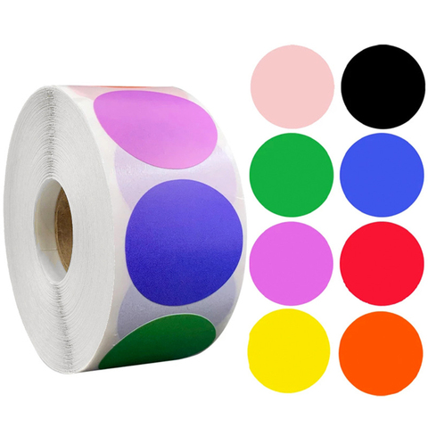 100-500 шт. хромо-наклейки для Цвет код точечные наклейки 1 дюйм круговой красный, белый, желтый, голубой, розовый, фиолетовый, черный, канцелярские принадлежности, Stickers1 ► Фото 1/5