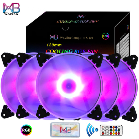 Wovibo 120mm вентилятор Ventilador RGB ПК компьютер чехол Вентилятор Cooler 12 см 5V Регулируемый Скорость 6PIN ARGB Ventilateur ► Фото 1/6