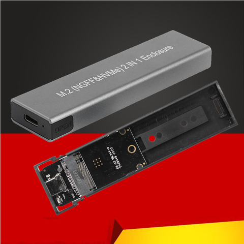 Тип USB C SSD корпус M2 SSD Чехол Коробка внешний жесткий диск чехол для M.2 NGFF NVME SATA M/B Ключ жесткий диск чехол Realtek RTL9210B ► Фото 1/6