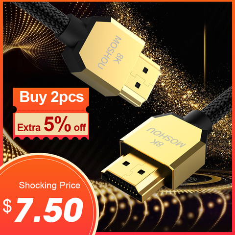 Кабель MOSHOU HDMI 2,1, 8K/60 Гц, 4K/120 Гц, 48 Гбит/с, HDCP2.2 кабель HDMI для PS4, сплиттер, переключатель, аудио-и видео кабель, 8K HDMI 2,1 ► Фото 1/6