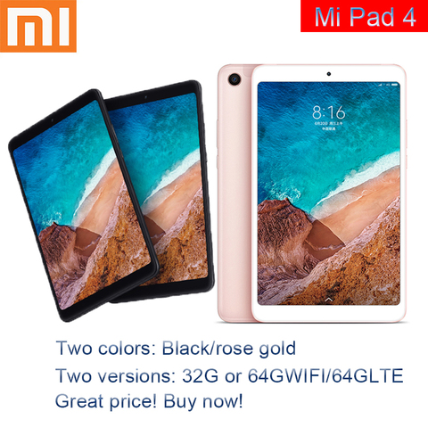 Оригинальный планшет Xiaomi Mi Pad 4, планшеты 8,0 дюймов с процессором Snapdragon 660 AIE, 32 Гб, 64 Гб, экран 16:10, 13 Мп, Bluetooth 5.0, аккумулятор 6000 мАч ► Фото 1/6