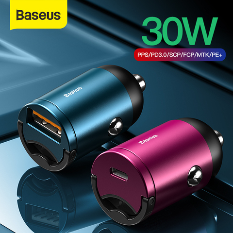 Автомобильное зарядное устройство Baseus Quick Charge 4,0 3,0 USB C для Huawei P30 Xiaomi Mi9 мобильный телефон QC4.0 QC3.0 Type C PD 3,0, Быстрая автомобильная зарядка ► Фото 1/6