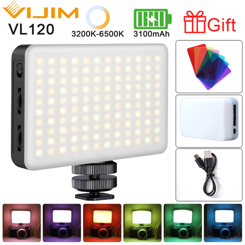 Ulanzi 112/VIJIM VL120 DSLR светодиодный светильник для видеокамеры с холодным башмаком RGB фильтр Vlog заполняющий светильник для студийной фотосъемки ► Фото 1/6