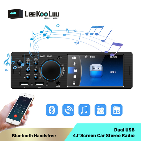 Автомагнитола LeeKooLu, 1 din, HD мультимедиа, Bluetooth, FM, MP5 плеер, 1 din, поддержка камеры заднего вида ► Фото 1/6