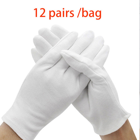 NMSafety 12 пар, белые хлопковые рабочие перчатки для женщин и мужчин, легкие перчатки для сервировки/ожидания/вождения ► Фото 1/6