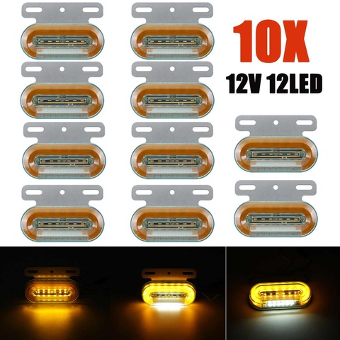 10 шт 12V 12 светодиодные, боковые, габаритные фонари автомобиля Внешнее освещение индикатор сигнала сигнальные лампы Хвост Свет 3 режима грузовой автомобиль с прицепом грузовой автомобиль ► Фото 1/6