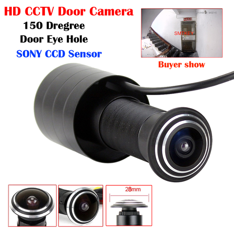 SONY CCD 1200TVL мини дверной глазок с отверстием для глаз видеокамера 800TVL CMOS 150 градусов широкоугольный объектив 1,7 мм рыбий глаз CVBS аналоговая камера ► Фото 1/6