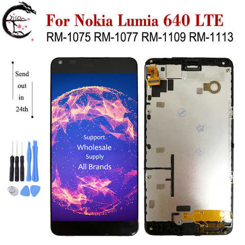 ЖК-дисплей с рамкой для Nokia Lumia 640 LTE RM-1075 RM-1077 RM-1109 RM-1113 дисплей с сенсорным дигитайзером в сборе Lumia 640 дисплей ► Фото 1/6