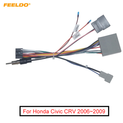 Автомобильный мультимедийный 16-контактный разъем проводки FEELDO с радио антенной адаптер для Honda Civic CRV 2006 ~ 2009 силовой провод # FD6227 ► Фото 1/6