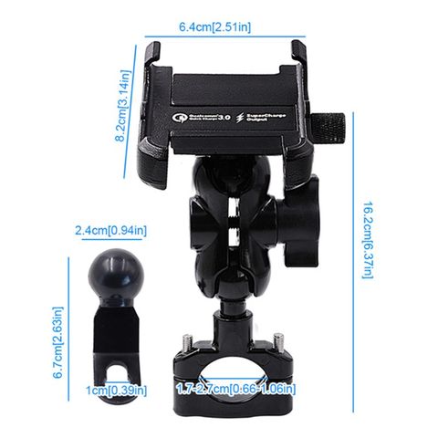 Водонепроницаемый металлический держатель для смартфона мотоцикла с быстрой зарядкой USB QC 3,0 ► Фото 1/6