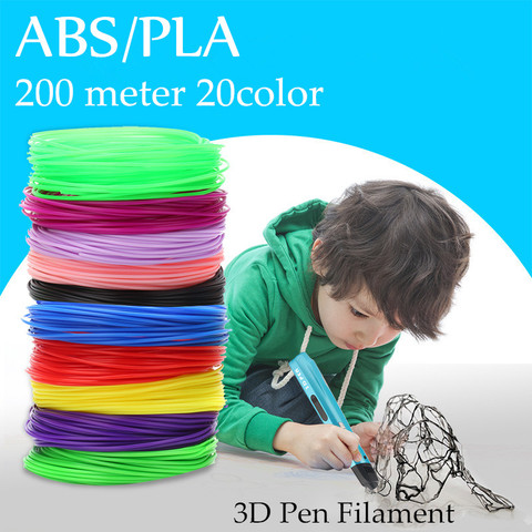 ABS/PLA Применение для 3D печать Ручка 200 м 20 Цвета 1,75 мм нити Пластик 3 d принтер материалы для детей Рисунок Игрушки ► Фото 1/6