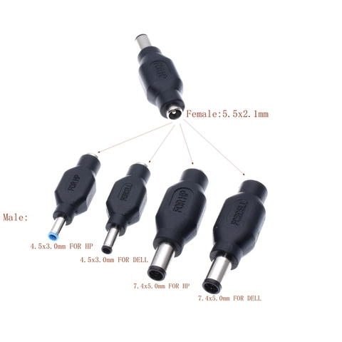 4,5x3,0 мм/7,4x5,0 мм DC штекер для 5,5x2,1 мм DC гнездовой разъем адаптера питания для DELL для hp ► Фото 1/6