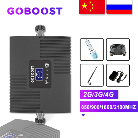 Усилитель сотового сигнала GOBOOST, репитер GSM 900 1800 2100, Усилитель GSM 2G 3G 4G, усилитель сигнала интернет, Усилитель сотового телефона ► Фото 1/6