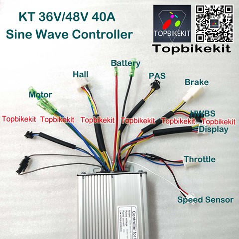 T12H 36В/48V1000W 40A 12 Mosfet KT контроллер синусоидальной волны для двигателя ebike детали для электровелосипеда контроллер электровелосипеда ► Фото 1/4