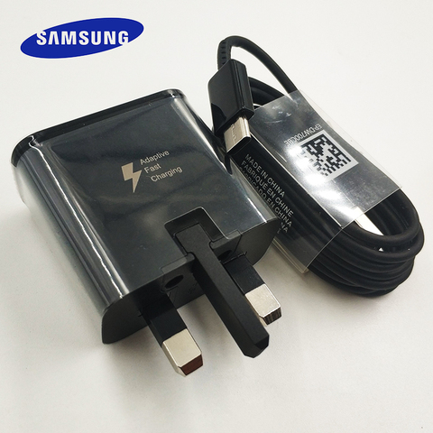 Быстрое зарядное устройство для samsung UK Plug, адаптер для быстрой зарядки, кабель типа C для samsung Galaxy Note 10 plus 10 + S10 S8 S9 Plus A3 A5 A7 2017 ► Фото 1/6