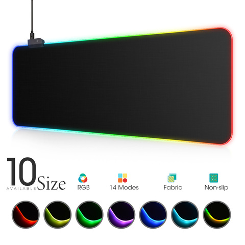 Светодиодный светильник коврик для мыши RGB чехол для клавиатуры Настольный коврик красочная Поверхность Коврик для мыши водонепроницаемый мульти-Размер мировой компьютер геймер CS Dota ► Фото 1/6