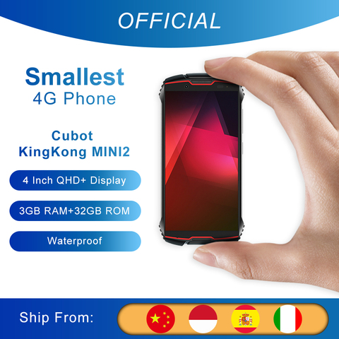 Смартфон Cubot KingKong MINI2 Защищенный смартфон, 4 дюйма, 4G LTE, 2 SIM, Google Android 10, 3 ГБ + 32 ГБ, 13 МП Камера Мобильные Телефоны Водонепроницаемый Телефон Мал... ► Фото 1/6