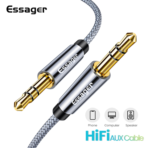 Essager Aux кабель провода акустической системы 3,5 мм Джек аудио кабель для автомобиля адаптер для подключения наушников Мужской Джек 3,5 мм шнур ... ► Фото 1/6