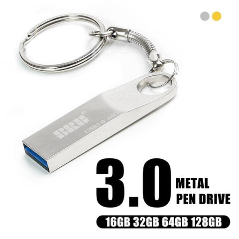 BRU металлический Флешка Usb флэш-накопитель 16 ГБ 32 ГБ 64 Гб 128 ГБ usb 3,0 водонепроницаемый cle usb 16 go Флешка 3,0 Пользовательский логотип подарок usb ключ ► Фото 1/6