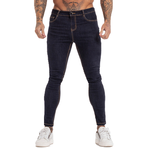 Мужские узкие джинсы GINGTTO, синие классические брюки в стиле хип-хоп с высокой талией, хлопковые удобные мягкие длинные брюки zm124 ► Фото 1/6