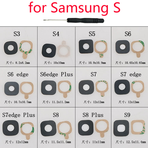 Стеклянная линза для камеры Samsung S2 S3 S4 S5 S6 Edge S7 Edge S8 S9 Plus, Защитное стекло для задней камеры с клеем + Инструменты ► Фото 1/1