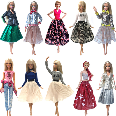Кукольное платье NK, модная рубашка, модельная юбка, повседневная одежда, чулок для кукол Барби, аксессуары, универсальные детские игрушки G1 JJ ► Фото 1/6
