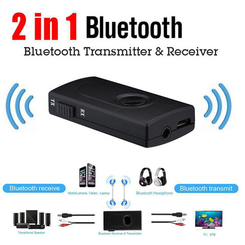 Ресивер-передатчик 2 в 1 Bluetooth 4,2 + EDR, беспроводной адаптер аудио с разъемом AUX 3,5 мм для домашнего ТВ, MP3, ПК ► Фото 1/6