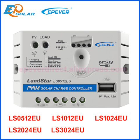 5A 10A 20A 30A LS0512EU LS1012EU LS1024EU LS2024EU LS3024EU EPEVER PWM LandStar Регуляторы солнечного зарядного устройства с 5 в USB ► Фото 1/5