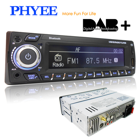 DAB Plus Автомагнитола 1 Din RDS MP3 аудио плеер Bluetooth A2DP FM AM управление через приложение USB TF ISO стерео Система головное устройство PHYEE 1089DAB ► Фото 1/6