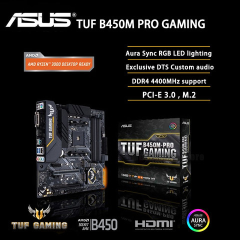 Материнская плата ASUS TUF B450M PRO GAMING Keyboard B450M AMD B450 DDR4 3466 МГц 128G,M.2, HDMI,DVI-D,SATA 6 Гб/с, USB 3,1 Поддержка R3 R5 R7 R9 Настольный AM4 Процессор ► Фото 1/6