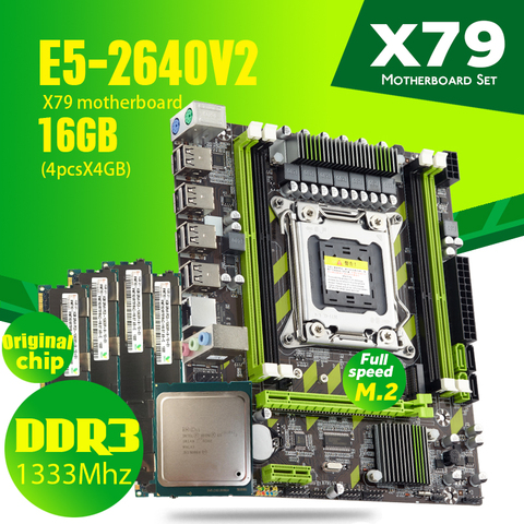 Материнская плата Atermiter X79, материнская плата LGA2011 Combos, стандартный ЦПУ V2 E5 2640 V2, 4 шт. x 4 ГБ = 16 ГБ, DDR3 ОЗУ 1333 МГц, PC3 10600R, REG ECC 10600 ► Фото 1/5