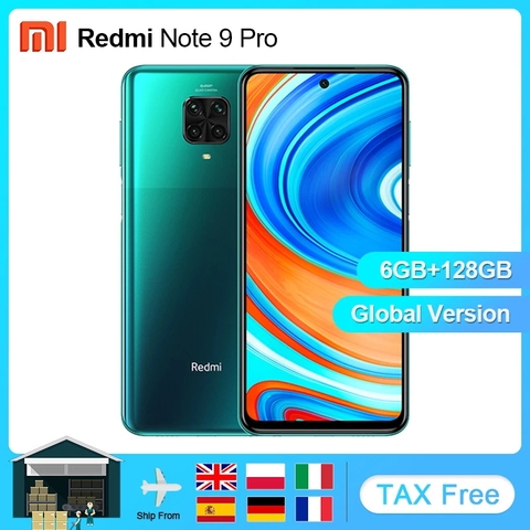 Xiaomi Redmi Note 9 Pro 6 ГБ 128 ГБ глобальная версия NFC Snapdragon 720G мобильный телефон 6,67 