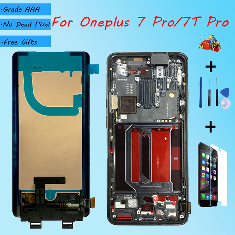 Для OnePlus 7 Pro 8 Pro 7T Pro 7 8 AMOLED Оригинальный ЖК-экран в сборе и передний Чехол Инструменты для ремонта и закаленная пленка ► Фото 1/6