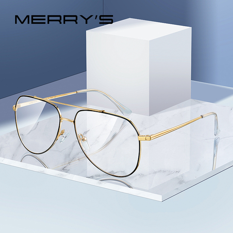 MERRYS дизайн классический Пилот очки оправа для мужчин женщин Мода Близорукость по рецепту очки оправы оптические очки S2689 ► Фото 1/6