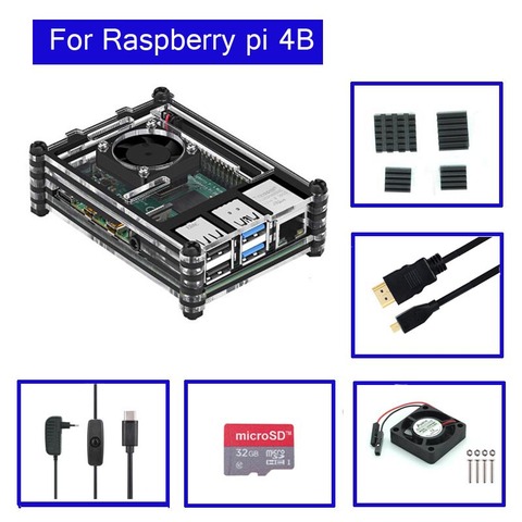 Чехол для Raspberry Pi 4 Model B, пластиковый корпус из АБС-пластика, белый корпус, классический дизайн с вентилятором и радиатором для Raspberry Pi 4 ► Фото 1/6