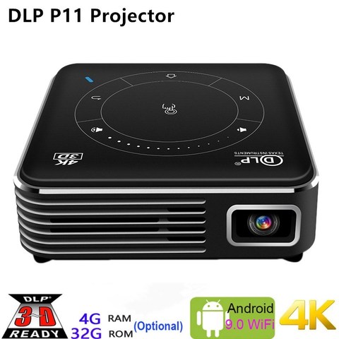 DLP P11 Android 9,0 поддержка 4K Mini Projector3D HD портативный микро WIFI Bluetooth DLP мобильный светодиодный проектор с батареей ► Фото 1/6