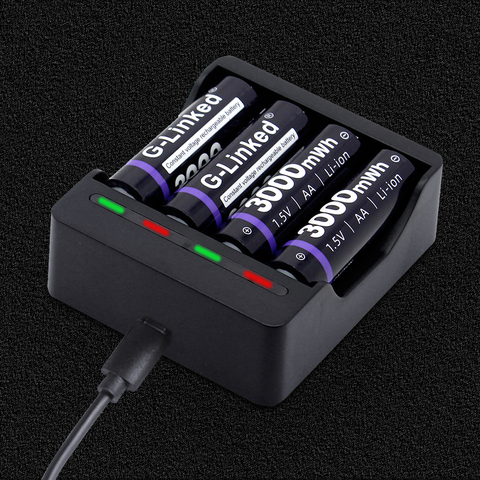 G-линкд 1,5 V Батарея Зарядное устройство литий-ионный аккумулятор светодиодный смарт-устройство для быстрой Зарядное устройство для 1,5 V AA AAA литиево-Перезаряжаемые батареи Baterias ► Фото 1/6